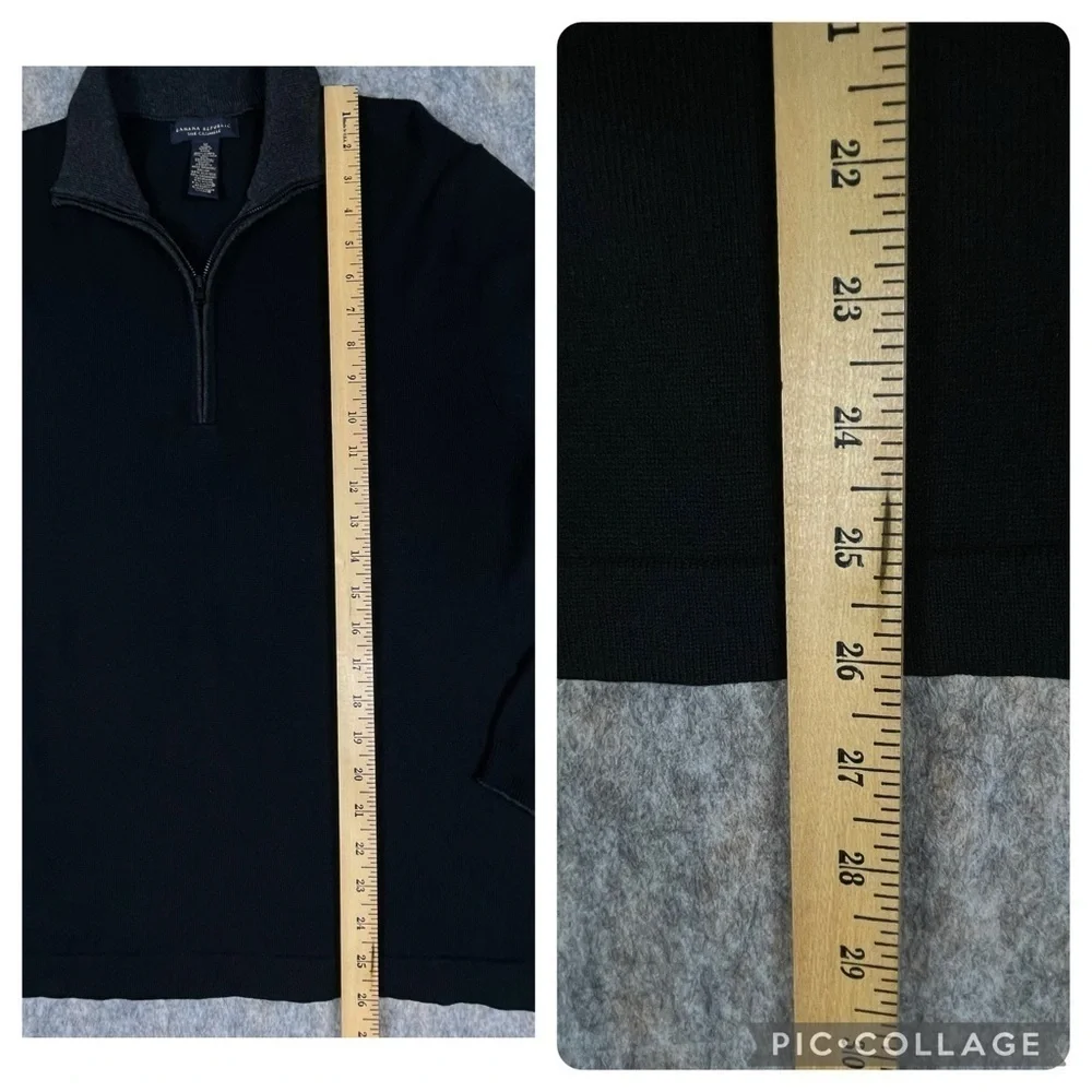 Banana Republic Silk Cashmere Quarter Zip Elbow-Patch Collegiate Sweater Sz M